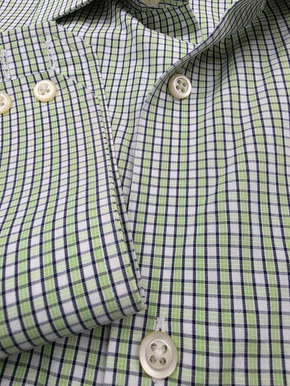 Banana Republic Slim Fit Non-Iron 2 Button Cuff Dress Shirt Size XL Green White